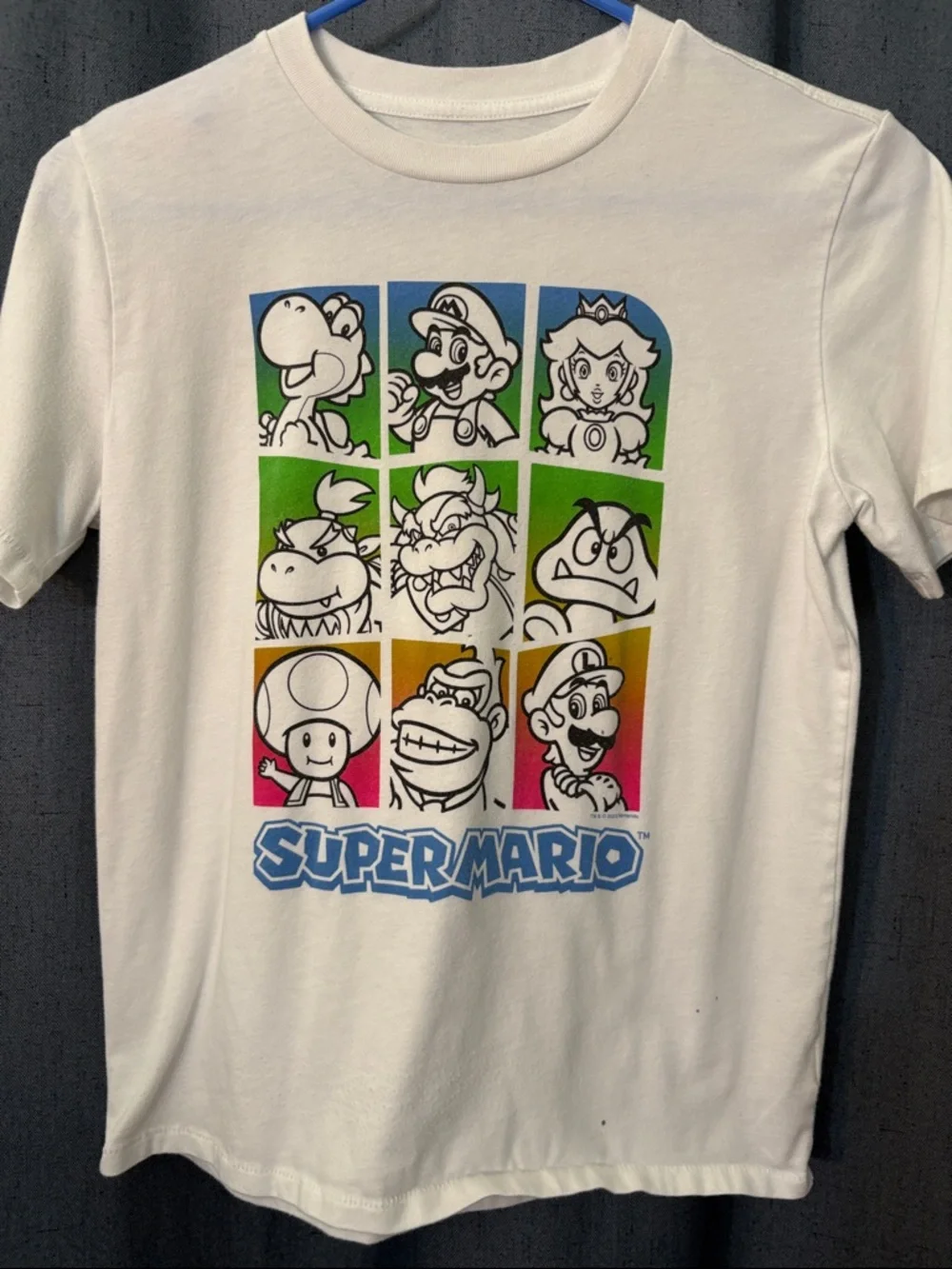 GAP White Super Mario Character Grid Tee Size XL Husky
